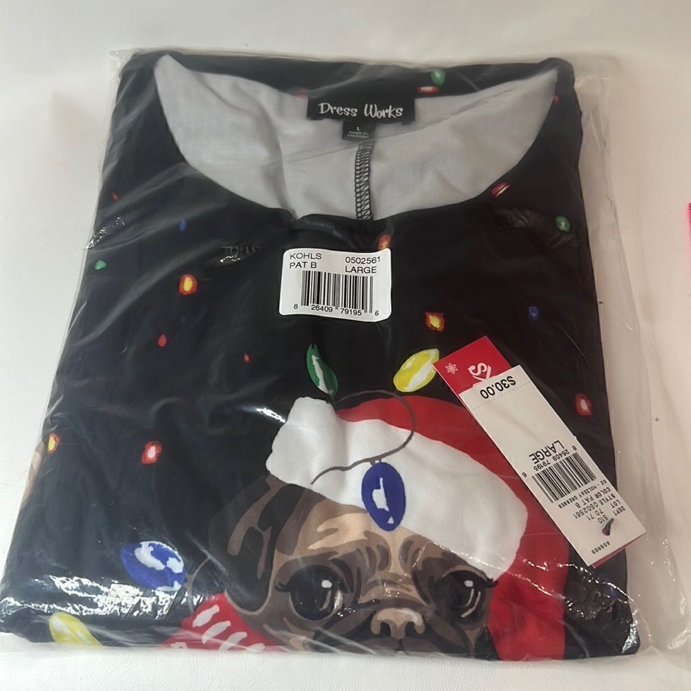 Bah Hum Pug Dress Works Large Dog Santa Festive Holiday Merry Christmas Dress